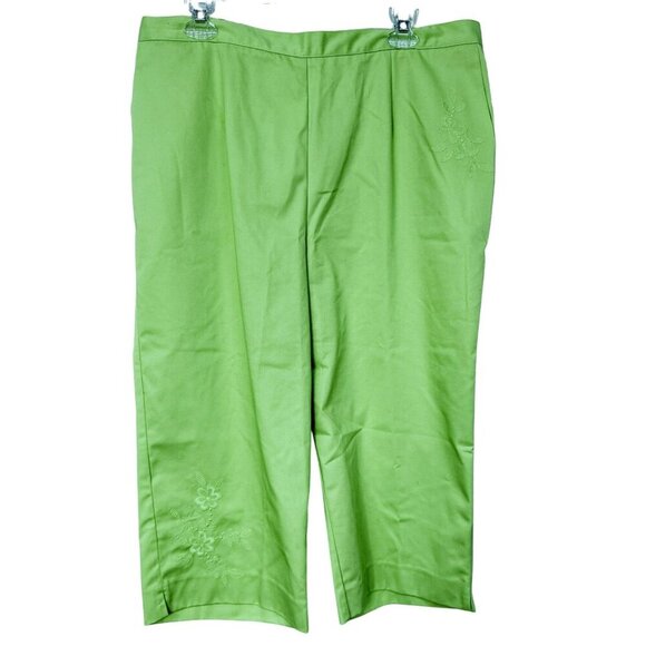 Alfred Dunner Women's Lime Embroidered Casual Pull-On Pants Size 18W - Picture 1 of 6